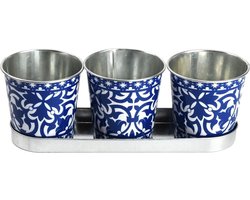 Portugese metalen bloempotjes op zinkentray