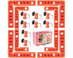Positioneringsset voor Hoekbeugels, Rechte Klemmen en Houtbewerkingsgereedschap, Geschikt voor Lijsten, Kasten en Dozen, Set van 8 Stukken (8 cm/10 cm) met 8 Klemmen