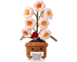 Positive Flower, Positive Support Crochet Flower Knitted Plant Positive Flower Pot Crochet Plant Woolen Crochet Doll Knitted Woolen Doll Merry Gifts for Party Decoration