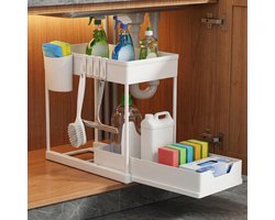 Posity Gootsteenkast Organizer - Keukenkastje Organizer - Schuiflade - Kast Organizer - Badkamer Organizer - Aanrecht Organiser - 1 Uitschuifbare Lade - Wit