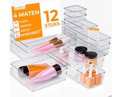 Posity Lade Organizer - 12 Stuks - Organizer Bakjes - Lade Bakjes - Opbergbakjes - Make-up Organizer - Voor Keuken, Badkamer & Bureau - Kunststof - Transparant