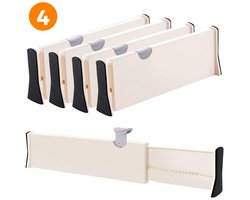 Posity Ladeverdeler - Verstelbaar & Uitschuifbaar - 4 Stuks - Lade Organizer - 38-54 cm - Voor Keuken, Slaapkamer & Kleding - Kunststof - Wit