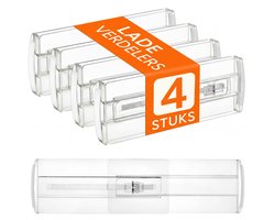 Posity Ladeverdeler - Verstelbaar & Uitschuifbaar - 4 Stuks - Lade Organizer - Voor Keuken, Slaapkamer & Kleding - Kunststof - Transparant