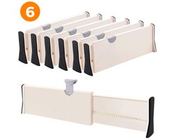 Posity Ladeverdeler - Verstelbaar & Uitschuifbaar - 6 Stuks - Lade Organizer - 38-54 cm - Voor Keuken, Slaapkamer & Kleding - Kunststof - Wit