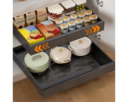 Posity Schuiflade – Keukenkast Organizer – Gootsteenkast/Lade Organizer - binnenlade keuken – Uittrekbaar en Verstelbaar (43-67 cm) – Telescopisch – Zwart