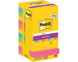 Post-It 7100259227 zelfklevend notitiepapier Vierkant Blauw, Groen, Oranje, Roze, Geel 90 vel Zelfplakkend