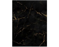 Poster 120x160 cm - Zwart marmer - Gouden aders - Klassiek - Posters - Kamer decoratie - Wanddecoratie woonkamer - Muurdecoratie slaapkamer XXL
