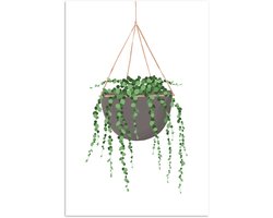 Poster 120x180 cm - Planten - Hangende bloempot - Kamerplanten - Posters - Kamer decoratie - Wanddecoratie woonkamer - Muurdecoratie slaapkamer XXL