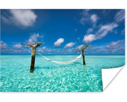 Poster 120x80 cm - Zee - Hangmat - Lucht - Posters - Kamer decoratie - Wanddecoratie woonkamer - Muurdecoratie slaapkamer