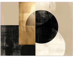 Poster 160x120 cm - Abstract - Modern - Zwart - Goud - Posters - Kamer decoratie - Wanddecoratie woonkamer - Muurdecoratie slaapkamer XXL