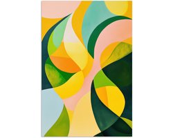 Poster 20x30 cm - Abstract - Geel - Roze - Groen - Posters - Kamer decoratie - Wanddecoratie woonkamer - Muurdecoratie slaapkamer