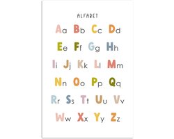Poster 20x30 cm - Alfabet - Educatief - Kleuren - Letters leren voor kinderen - Posters - Kamer decoratie accessoires - Wanddecoratie kinderkamer - Muurdecoratie babykamer