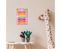 Poster 20x30 cm - Dagen van de week - Educatief - Leren voor kinderen - Roze - Posters - Kamer decoratie accessoires - Wanddecoratie kinderkamer - Muurdecoratie babykamer
