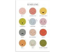 Poster 20x30 cm - Gevoelens - Leren voor kinderen - Educatief - Kleuren - Posters - Kamer decoratie accessoires - Wanddecoratie kinderkamer - Muurdecoratie babykamer