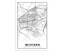 Poster 20x30 cm - Kaart - Wijchen - Zwart - Wit - Posters - Kamer decoratie - Wanddecoratie woonkamer - Muurdecoratie slaapkamer