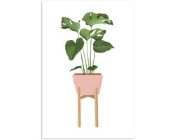 Poster 20x30 cm - Kamerplanten - Bloempot - Monstera - Posters - Kamer decoratie - Wanddecoratie woonkamer - Muurdecoratie slaapkamer