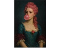 Poster 20x30 cm - Vrouw - Portret - Kauwgombel - Posters - Kamer decoratie - Wanddecoratie woonkamer - Muurdecoratie slaapkamer