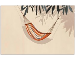 Poster 30x20 cm - Hangmat - Kleurrijk - Bladeren - Schaduw - Posters - Kamer decoratie - Wanddecoratie woonkamer - Muurdecoratie slaapkamer