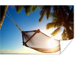 Poster 30x20 cm - Hangmat - Strand - Zon - Posters - Kamer decoratie - Wanddecoratie woonkamer - Muurdecoratie slaapkamer