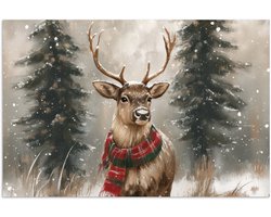 Poster 30x20 cm - Winter - Bos - Rendier - Donker - Posters - Kamer decoratie - Wanddecoratie woonkamer - Muurdecoratie slaapkamer
