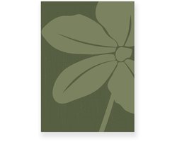 Poster 30x40 cm - Bloem - Bladeren - Groen - Minimalistisch - Botanisch - Muurdecoratie - Wanddecoratie