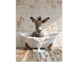 Poster 30x40 cm - Ezel - Dieren - Badkuip - Schuim - Posters - Wanddecoratie badkamer - Muurdecoratie WC - Decoratieve accessoires - Toilet muur decoratie