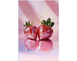 Poster 40x60 cm - Disco - Fruit - Glitter - Strawberry - Posters - Wanddecoratie keuken - Muurdecoratie woonkamer - Decoratieve accessoires - Kamer muur decoratie