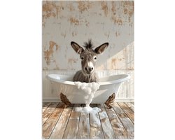 Poster 40x60 cm - Ezel - Dieren - Badkuip - Schuim - Posters - Wanddecoratie badkamer - Muurdecoratie WC - Decoratieve accessoires - Toilet muur decoratie