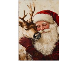 Poster 40x60 cm - Kerstman - Rendier - Kerst - Christmas - Posters - Kamer decoratie - Wanddecoratie woonkamer - Kerstdecoratie voor binnen - Kerstversiering - Kerstmis versiering in huis - Kerstaccessoires