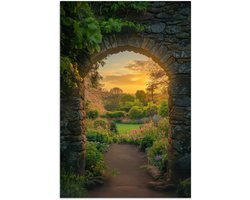 Poster 40x60 cm - Poort - Planten - Zonsondergang - Posters - Kamer decoratie - Wanddecoratie woonkamer - Muurdecoratie slaapkamer