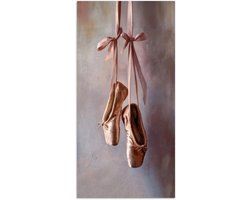 Poster 40x80 cm - Balletschoenen - Satijn - Aardetinten - Posters - Kamer decoratie - Wanddecoratie woonkamer - Muurdecoratie slaapkamer