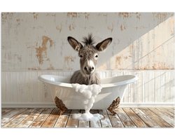 Poster 60x40 cm - Ezel - Dieren - Badkuip - Schuim - Posters - Wanddecoratie badkamer - Muurdecoratie WC - Decoratieve accessoires - Toilet muur decoratie