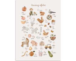 Poster 60x80 cm - Alfabet - Boerderij - Educatief - Letters leren voor kinderen - Dieren - Posters - Kamer decoratie accessoires - Wanddecoratie kinderkamer - Muurdecoratie babykamer