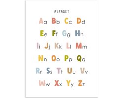 Poster 60x80 cm - Alfabet - Educatief - Kleuren - Letters leren voor kinderen - Posters - Kamer decoratie accessoires - Wanddecoratie kinderkamer - Muurdecoratie babykamer