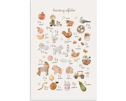 Poster 60x90 cm - Alfabet - Boerderij - Educatief - Letters leren voor kinderen - Dieren - Posters - Kamer decoratie accessoires - Wanddecoratie kinderkamer - Muurdecoratie babykamer