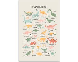 Poster 60x90 cm - Dinosaurus alfabet - Leren voor kinderen - Dino's - Educatief - Posters - Kamer decoratie accessoires - Wanddecoratie kinderkamer - Muurdecoratie babykamer