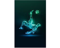 Poster 60x90 cm - Voetbal - Voetballer - Jongen - Zwart - Posters - Wanddecoratie tienerkamer - Kamer decoratie voor tieners - Tiener jeugdkamer accessoires