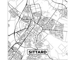 Poster 75x75 cm - Kaart - Sittard - Zwart - Wit - Posters - Kamer decoratie - Wanddecoratie woonkamer - Muurdecoratie slaapkamer