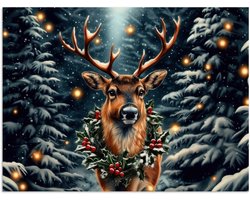 Poster 80x60 cm - Kerst - Magie - Bos - Kleurrijk - Posters - Kamer decoratie - Wanddecoratie woonkamer - Muurdecoratie slaapkamer - Kerstversiering - Kerstdecoratie voor binnen - Kerstmis