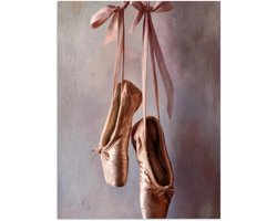 Poster 90x120 cm - Balletschoenen - Satijn - Aardetinten - Posters - Kamer decoratie - Wanddecoratie woonkamer - Muurdecoratie slaapkamer