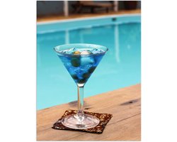 Poster – Blauwe Cocktail aan het Zwembad - 30x40cm Foto op Posterpapier