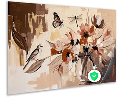 Poster - Decoratie woonkamer - Botanicals - Bloem in vaas - Crème - Wanddecoratie - Beige - Modern - 90x60 cm