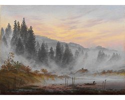 Poster Der Morgen - Caspar David Friedrich - Kleur - Large 50x70 - Wanddecoratie - (Retro/Vintage/Klassiek)