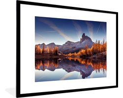 Poster - Fotolijst - Berg - Herfst - Meer - Natuur - Frame - 80x60 cm - Foto in lijst - Poster bergen - Poster met kader - Muurdecoratie - Poster bos