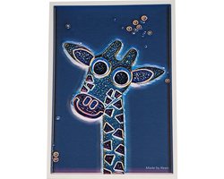 Poster Giraffe nacht blauw - Dierenposter - kinderposter - kinderkamer - babykamer