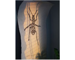 Poster Glanzend – Kamerplant bij Muurschildering van Insect - 30x40 cm Foto op Posterpapier met Glanzende Afwerking