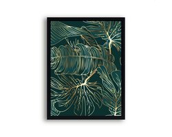 Poster Gouden botanische bananen bladeren - midden / Planten / Bladeren / 30x21cm