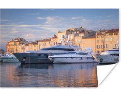 Poster Grote jachten in de haven van Saint-Tropez in Frankrijk - 30x20 cm