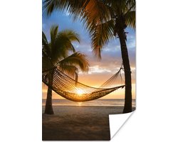 Poster Hangmat op het Caribische strand - 20x30 cm