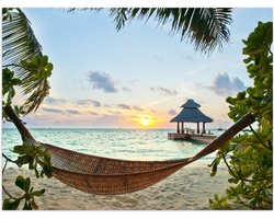 Poster – Hangmat op het Strand - 40x30cm Foto op Posterpapier